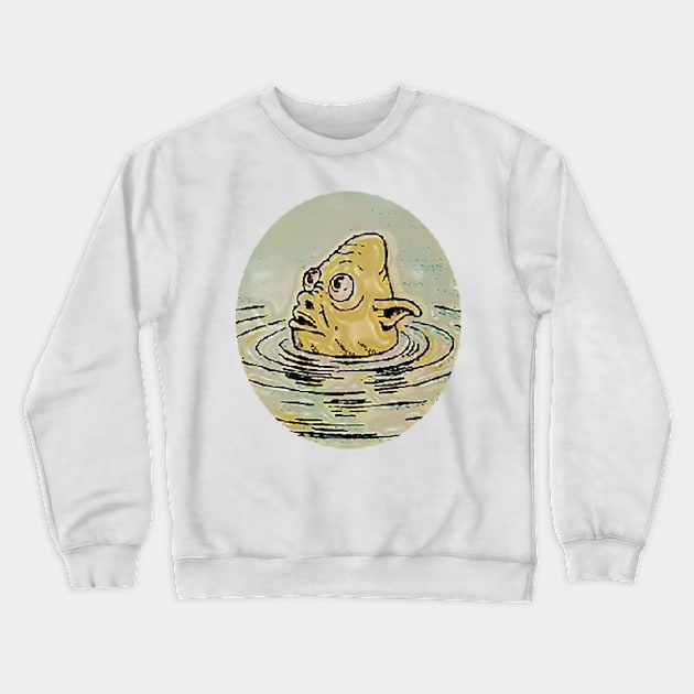 Alien fish floats in the lake Crewneck Sweatshirt by Marccelus